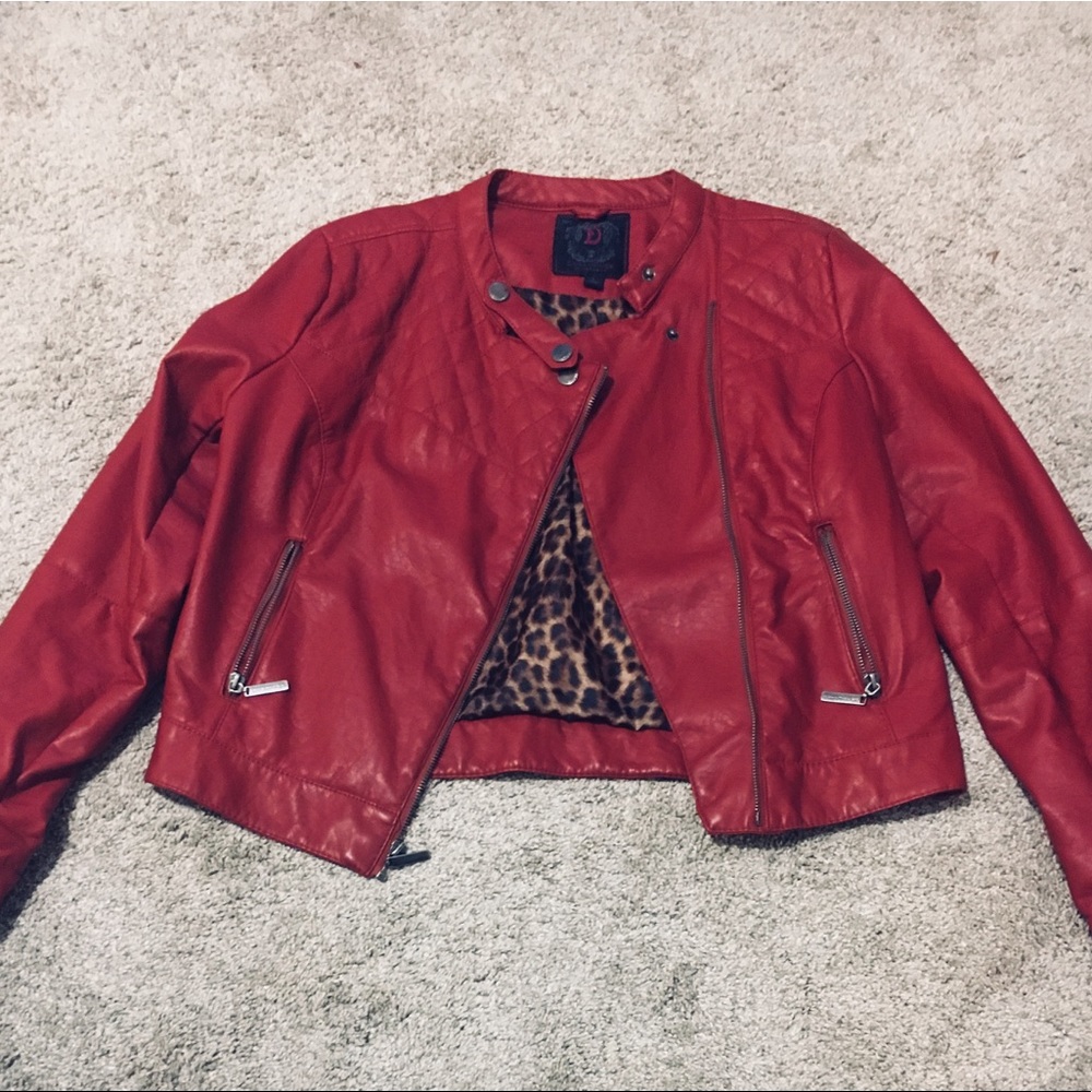 Burgundy faux leather jacket
